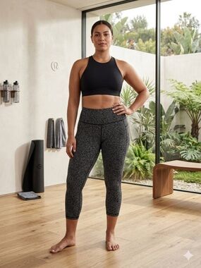 lululemon Quick Pace 7/8 Leggings Sound Wave White Black Size 12